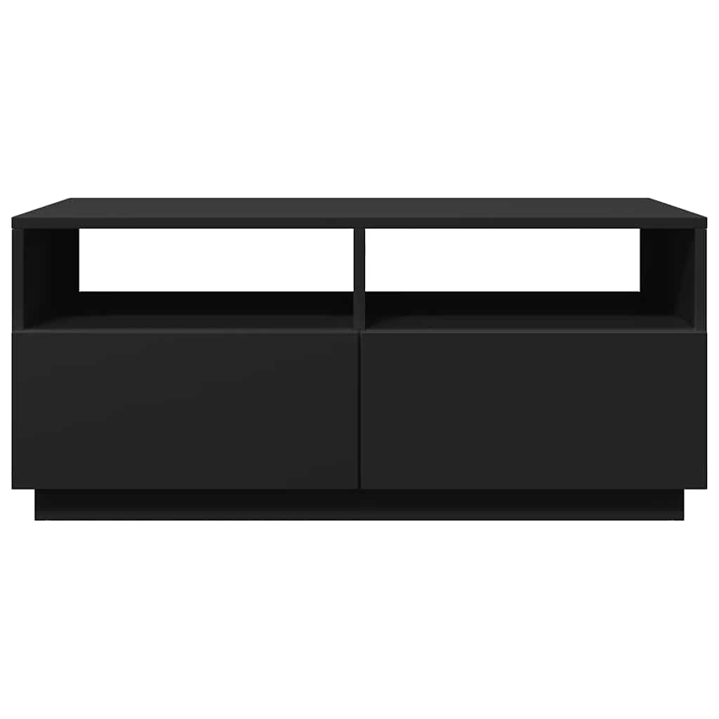 vidaXL Măsuță de cafea cu lumini LED, negru, 90x49x40 cm