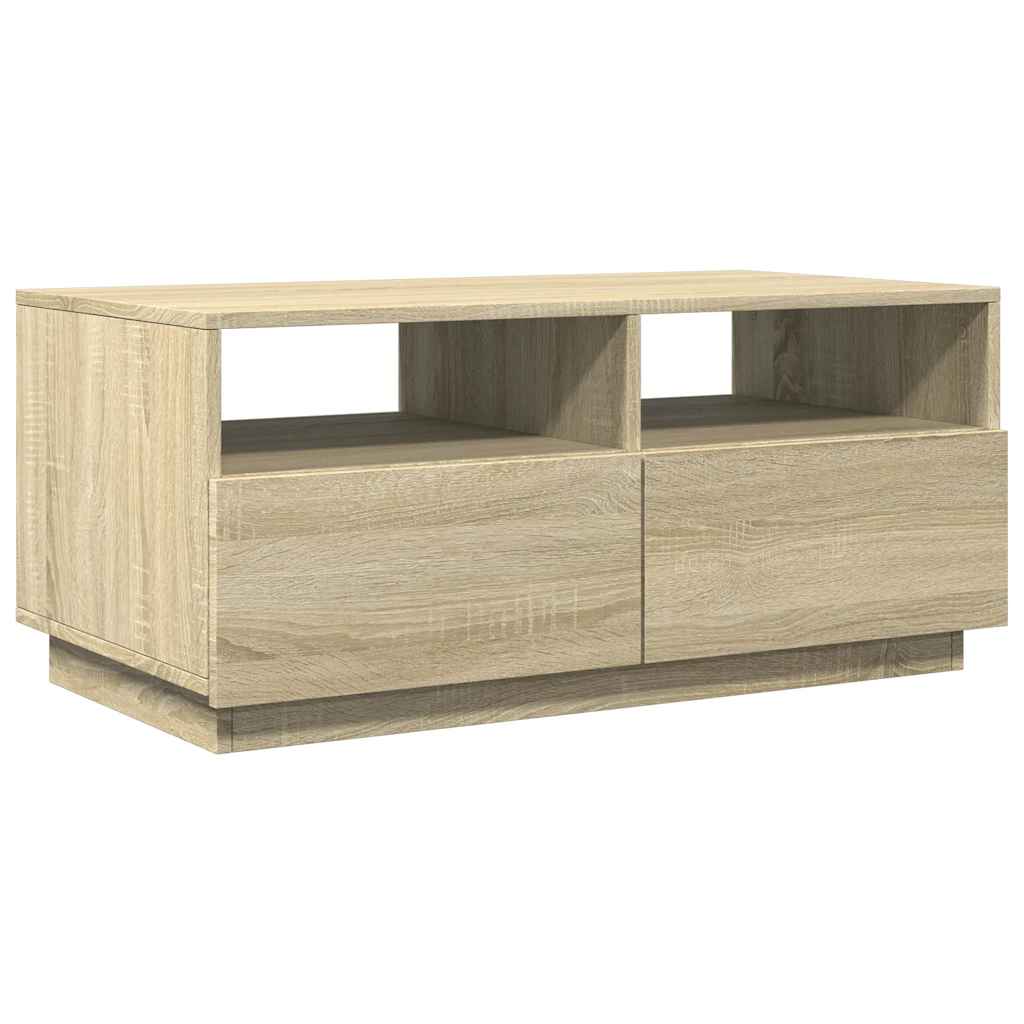 vidaXL Măsuță de cafea cu lumini LED, stejar sonoma, 90x49x40 cm