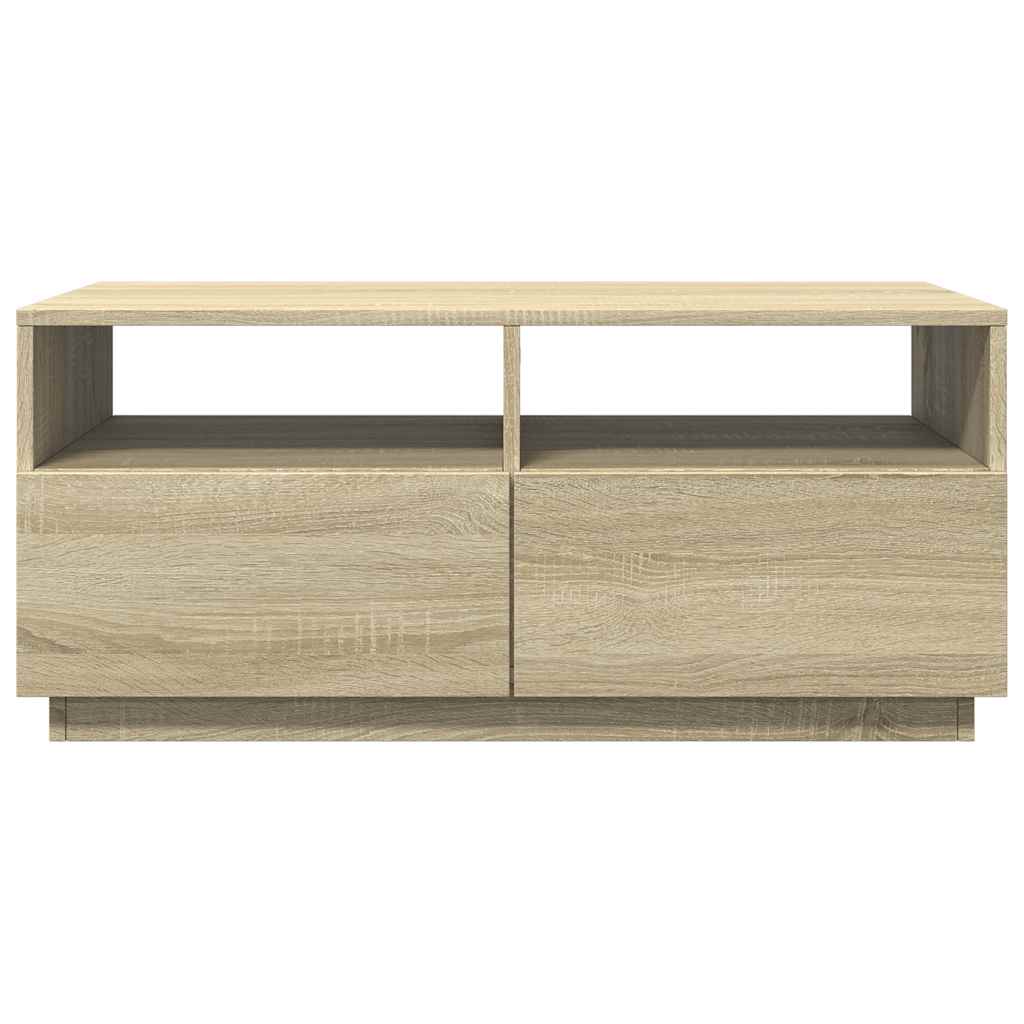 vidaXL Măsuță de cafea cu lumini LED, stejar sonoma, 90x49x40 cm
