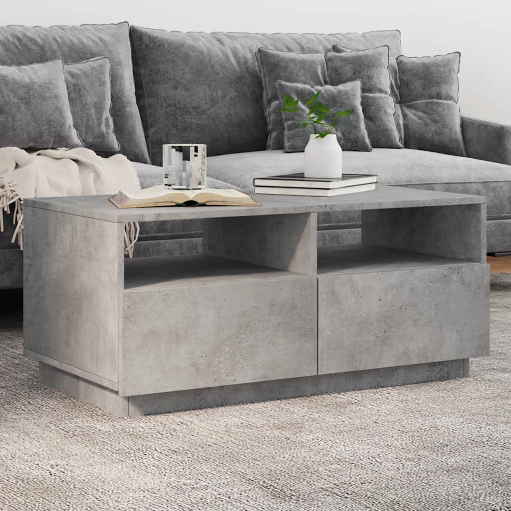vidaXL Măsuță de cafea cu lumini LED, gri beton, 90x49x40 cm vidaXL Măsuță de cafea cu lumini LED, gri beton, 90x49x40 cm