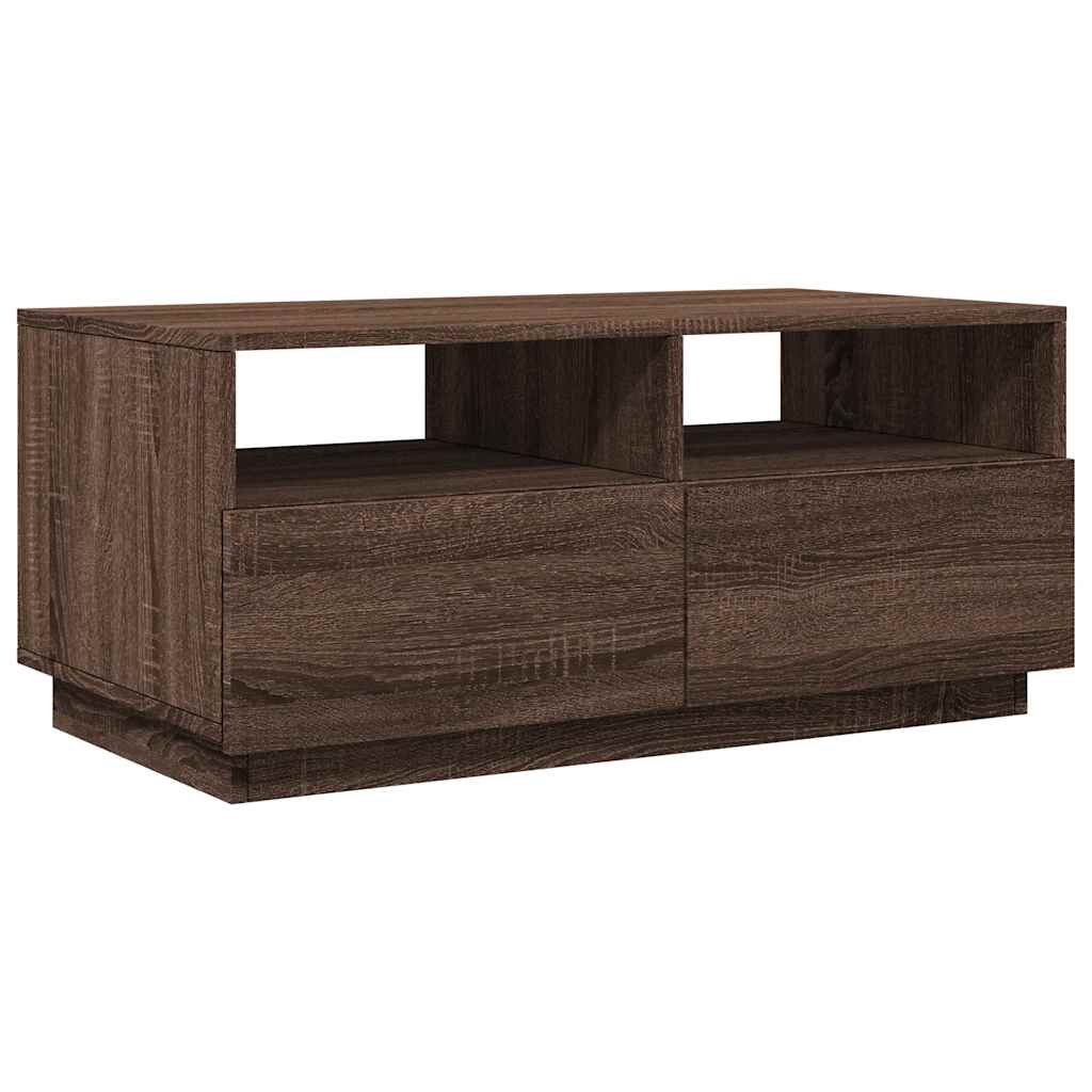 vidaXL Măsuță de cafea cu lumini LED, stejar maro, 90x49x40 cm vidaXL Măsuță de cafea cu lumini LED, stejar maro, 90x49x40 cm
