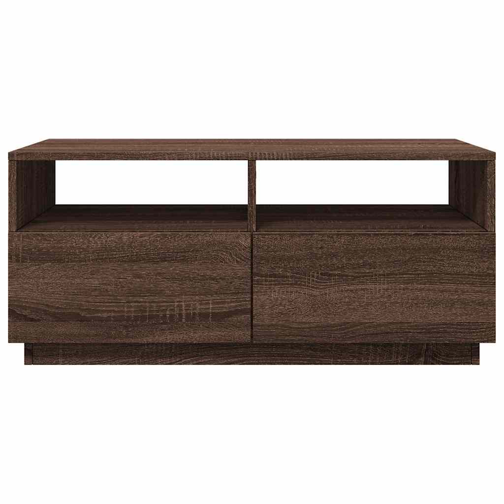 vidaXL Măsuță de cafea cu lumini LED, stejar maro, 90x49x40 cm vidaXL Măsuță de cafea cu lumini LED, stejar maro, 90x49x40 cm