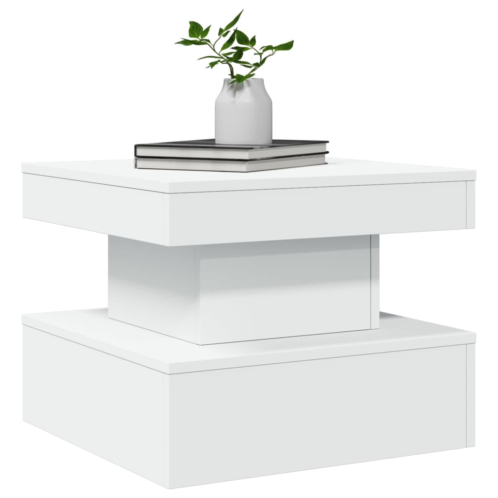 vidaXL Măsuță de cafea cu lumini LED, alb, 50x50x40 cm vidaXL Măsuță de cafea cu lumini LED, alb, 50x50x40 cm