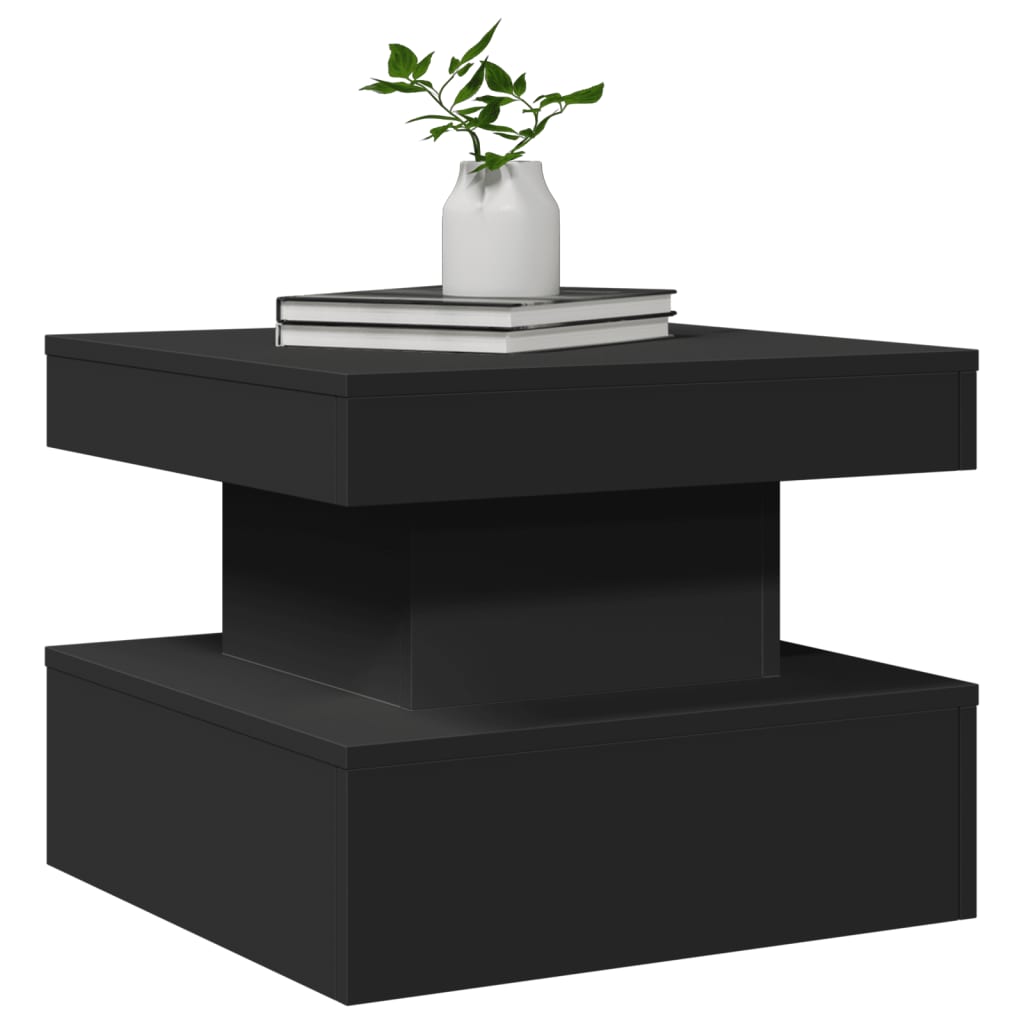 vidaXL Măsuță de cafea cu lumini LED, negru, 50x50x40 cm