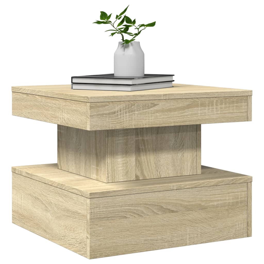 vidaXL Măsuță de cafea cu lumini LED, stejar sonoma, 50x50x40 cm vidaXL Măsuță de cafea cu lumini LED, stejar sonoma, 50x50x40 cm