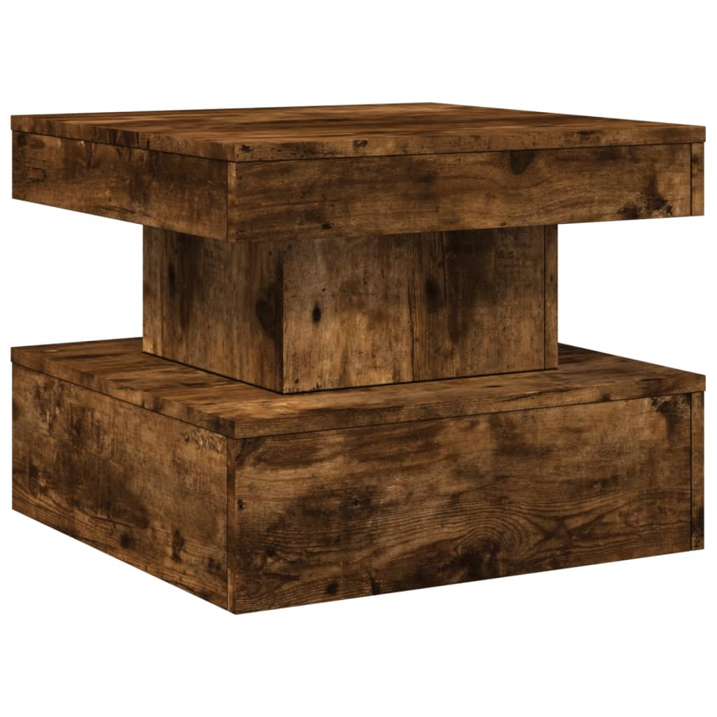 vidaXL Măsuță de cafea cu lumini LED, stejar fumuriu, 50x50x40 cm vidaXL Măsuță de cafea cu lumini LED, stejar fumuriu, 50x50x40 cm