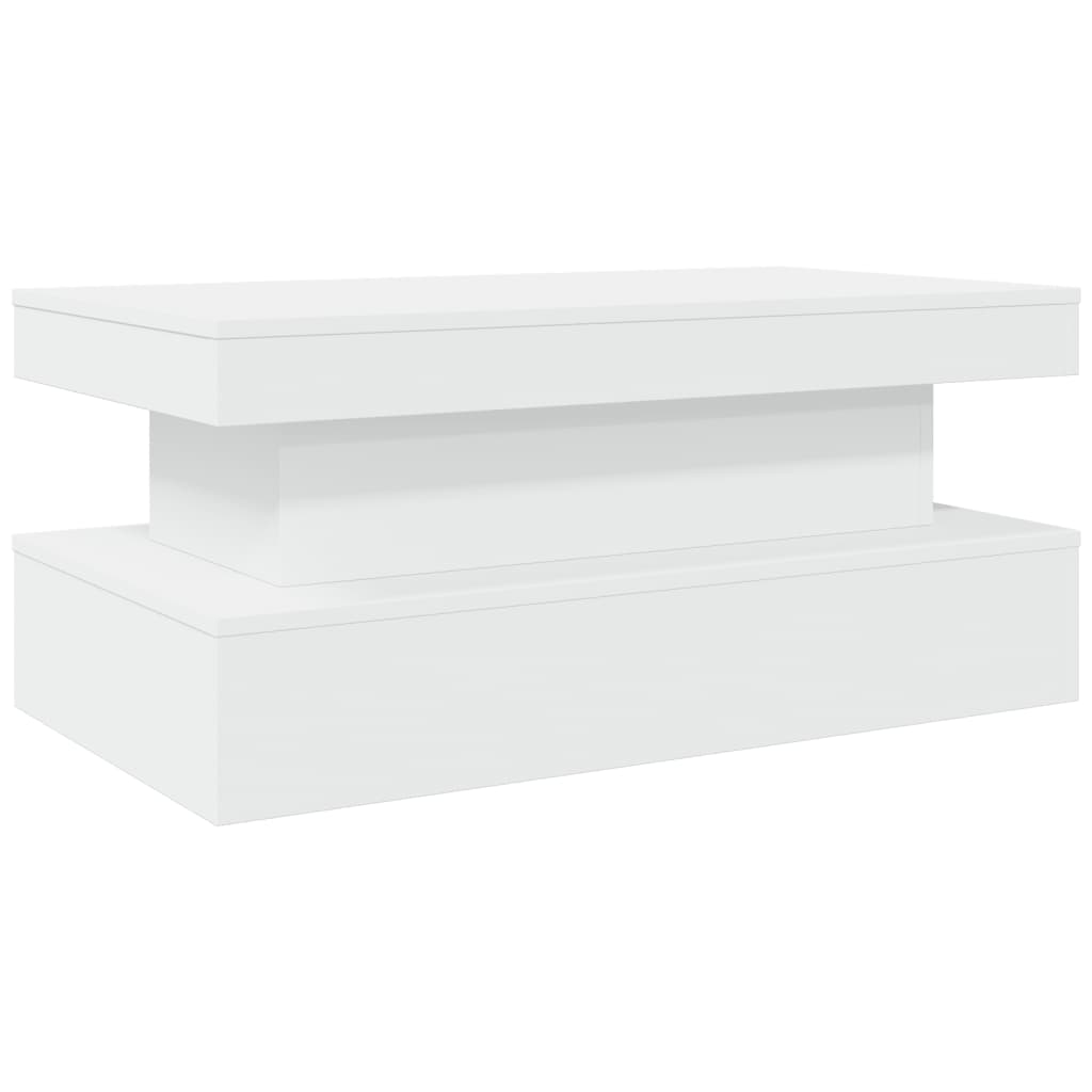 vidaXL Măsuță de cafea cu lumini LED, alb, 90x50x40 cm