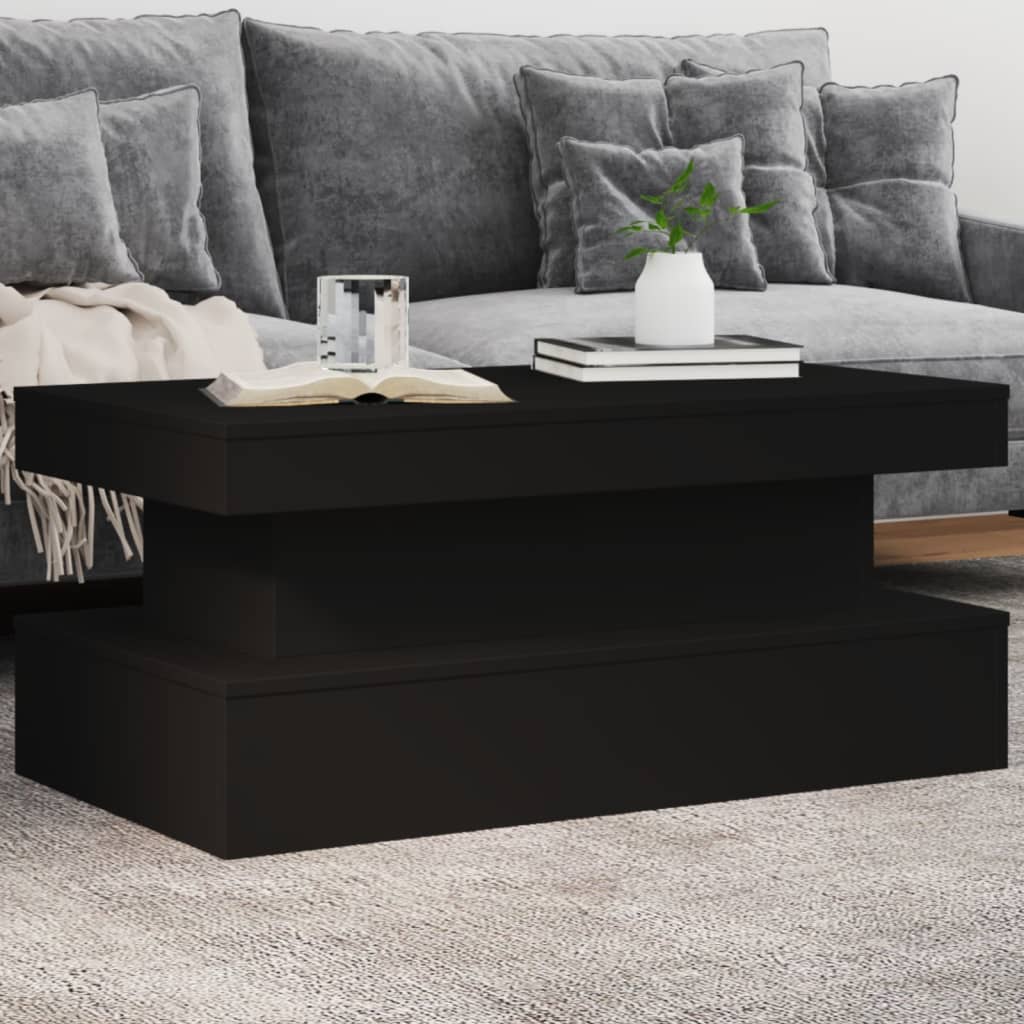 vidaXL Măsuță de cafea cu lumini LED, negru, 90x50x40 cm vidaXL Măsuță de cafea cu lumini LED, negru, 90x50x40 cm