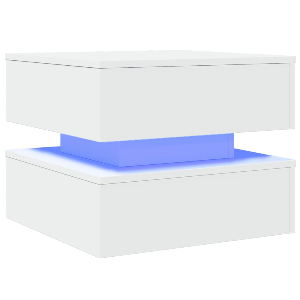 vidaXL Măsuță de cafea cu lumini LED, alb, 50x50x40 cm vidaXL Măsuță de cafea cu lumini LED, alb, 50x50x40 cm