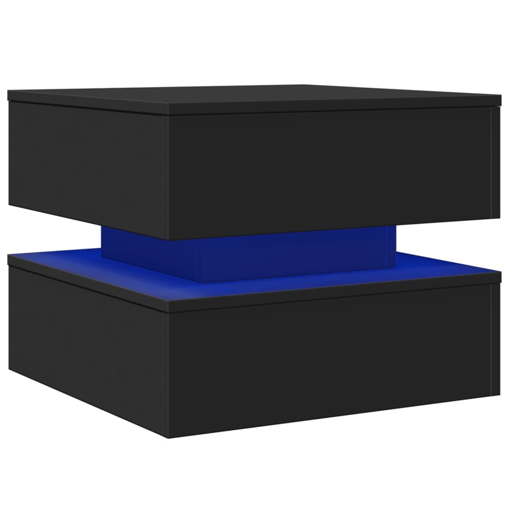 vidaXL Măsuță de cafea cu lumini LED, negru, 50x50x40 cm vidaXL Măsuță de cafea cu lumini LED, negru, 50x50x40 cm