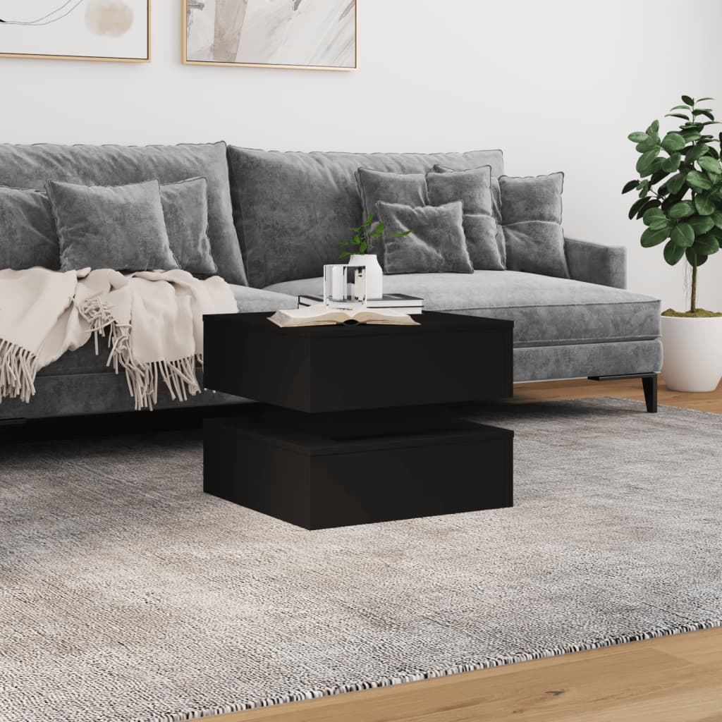 vidaXL Măsuță de cafea cu lumini LED, negru, 50x50x40 cm vidaXL Măsuță de cafea cu lumini LED, negru, 50x50x40 cm