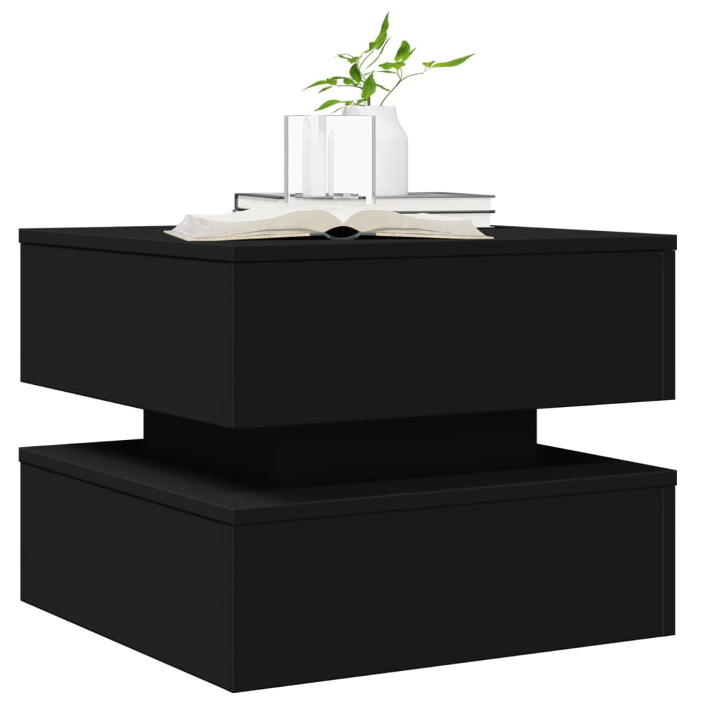 vidaXL Măsuță de cafea cu lumini LED, negru, 50x50x40 cm vidaXL Măsuță de cafea cu lumini LED, negru, 50x50x40 cm
