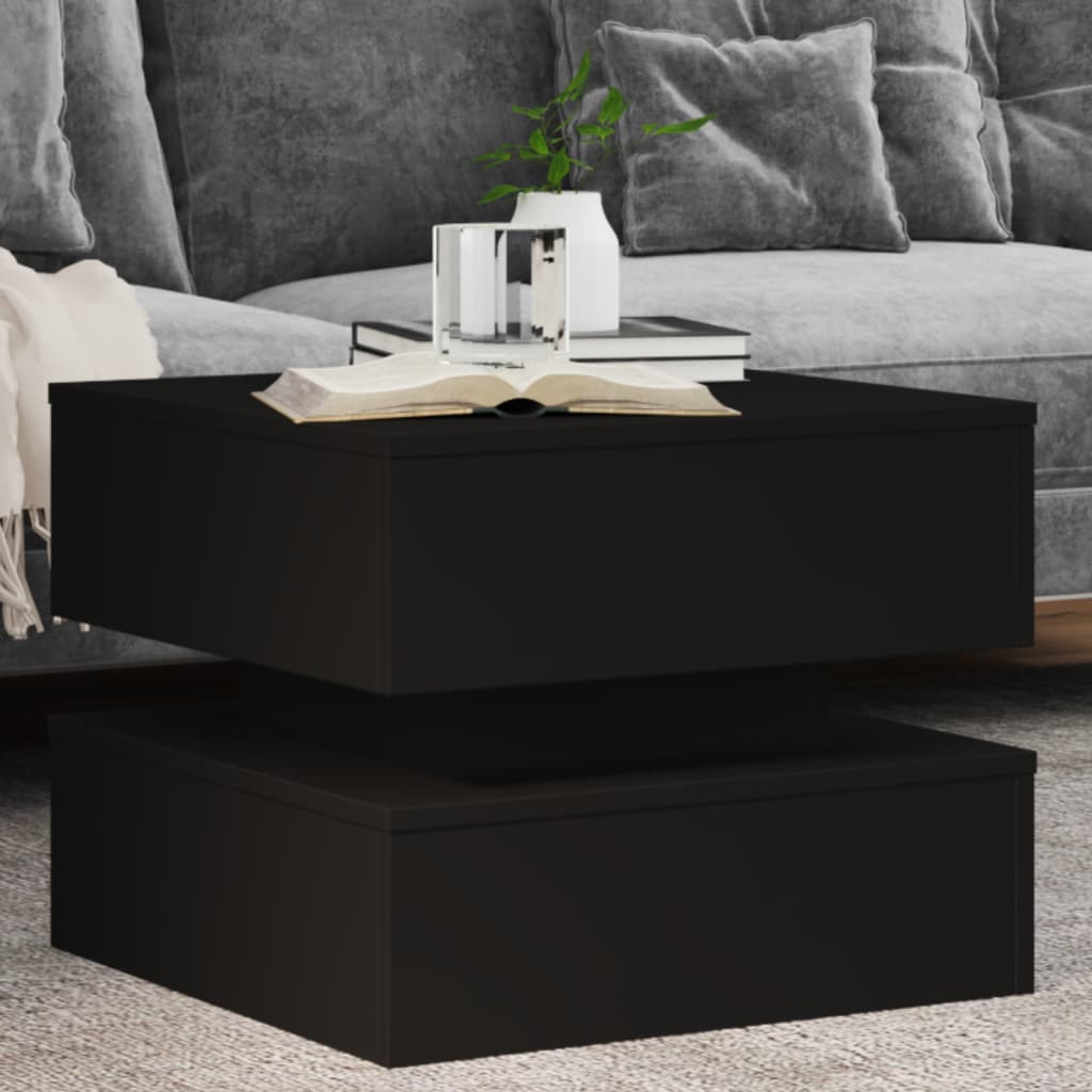 vidaXL Măsuță de cafea cu lumini LED, negru, 50x50x40 cm vidaXL Măsuță de cafea cu lumini LED, negru, 50x50x40 cm