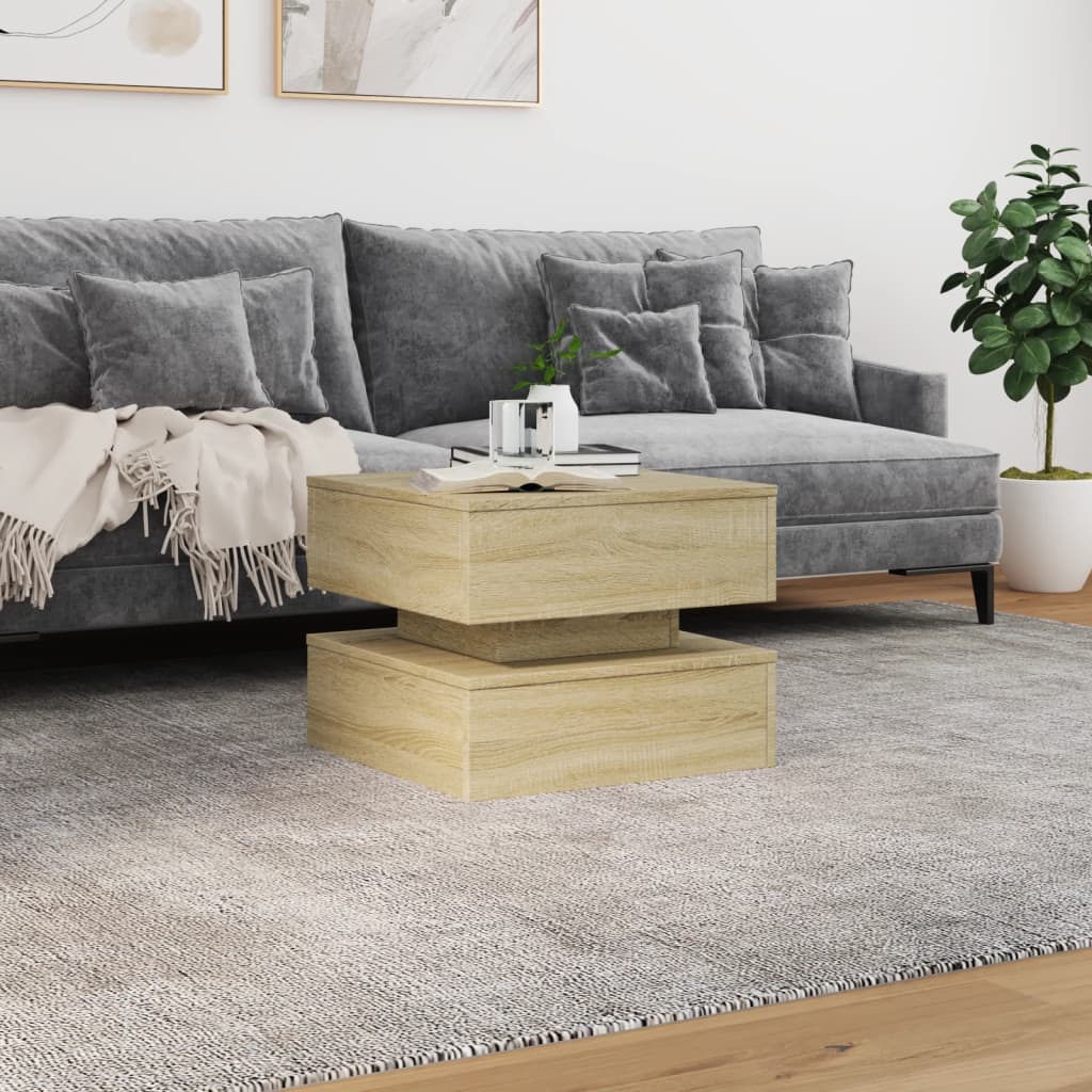 vidaXL Măsuță de cafea cu lumini LED, stejar sonoma, 50x50x40 cm vidaXL Măsuță de cafea cu lumini LED, stejar sonoma, 50x50x40 cm