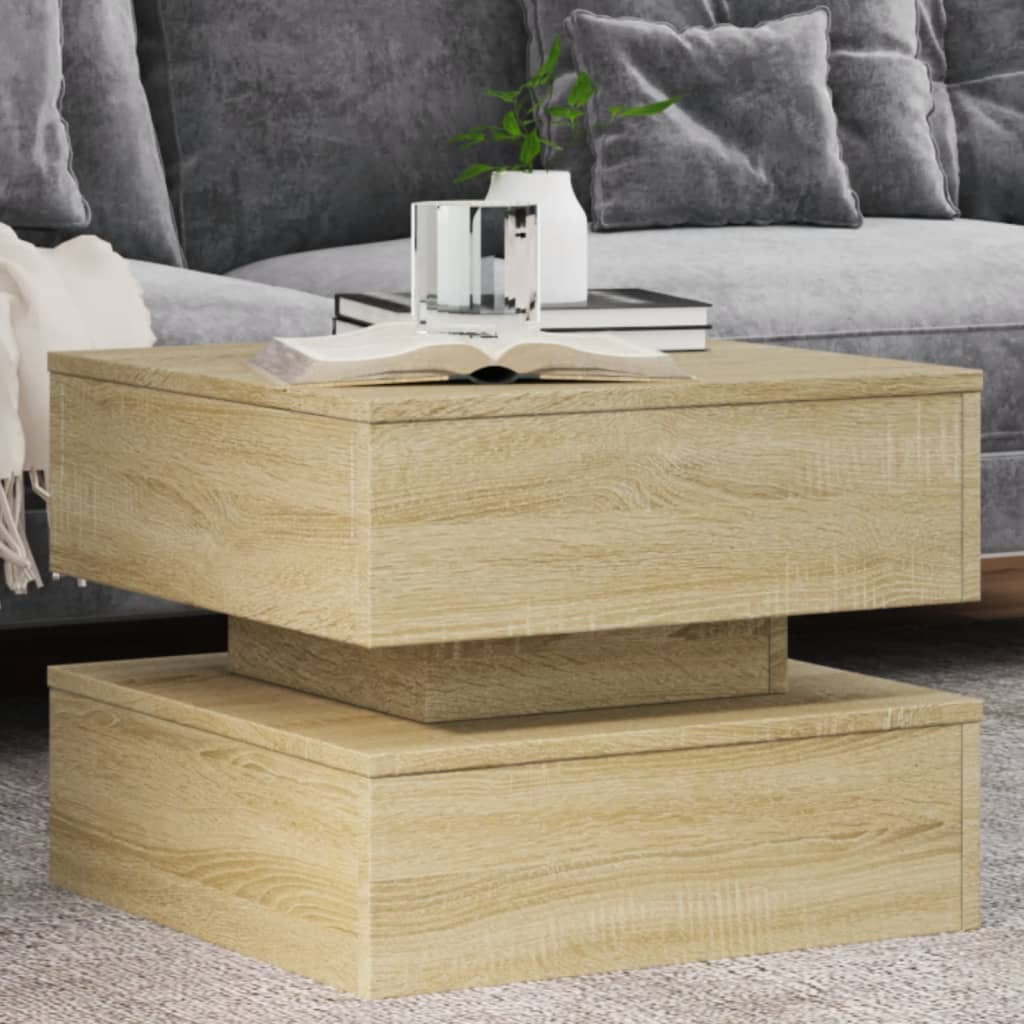 vidaXL Măsuță de cafea cu lumini LED, stejar sonoma, 50x50x40 cm vidaXL Măsuță de cafea cu lumini LED, stejar sonoma, 50x50x40 cm