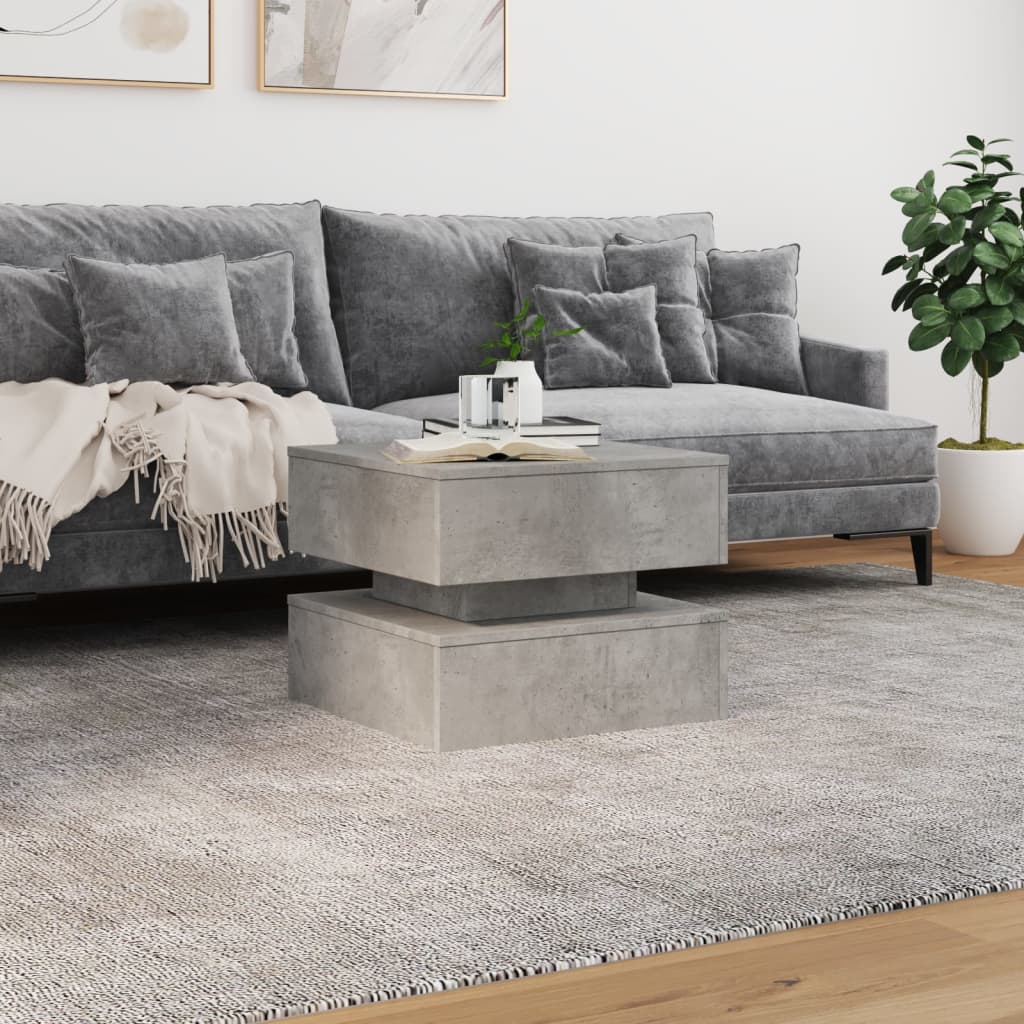 vidaXL Măsuță de cafea cu lumini LED, gri beton, 50x50x40 cm