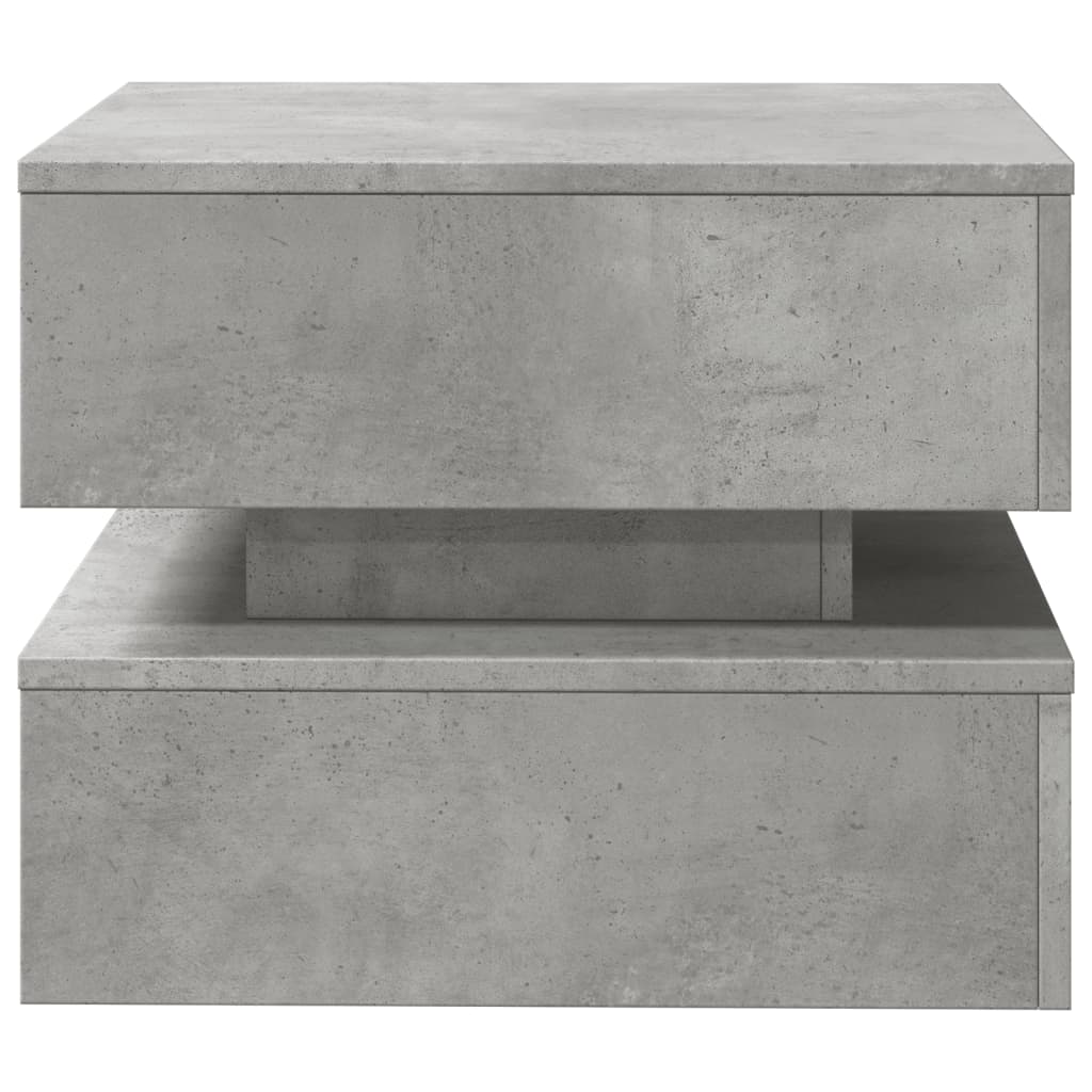 vidaXL Măsuță de cafea cu lumini LED, gri beton, 50x50x40 cm