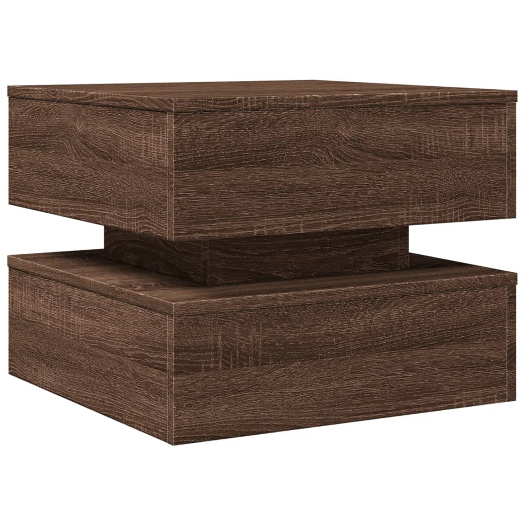 vidaXL Măsuță de cafea cu lumini LED, stejar maro, 50x50x40 cm