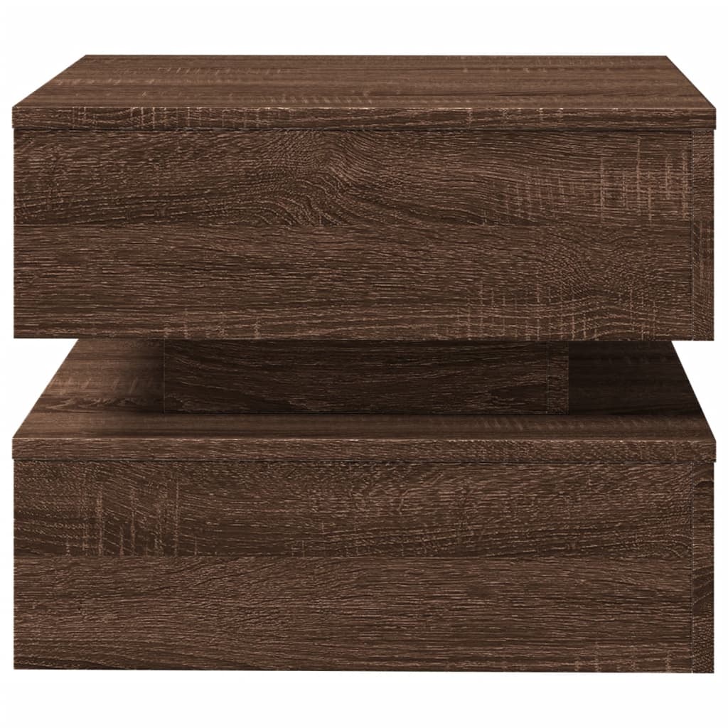 vidaXL Măsuță de cafea cu lumini LED, stejar maro, 50x50x40 cm