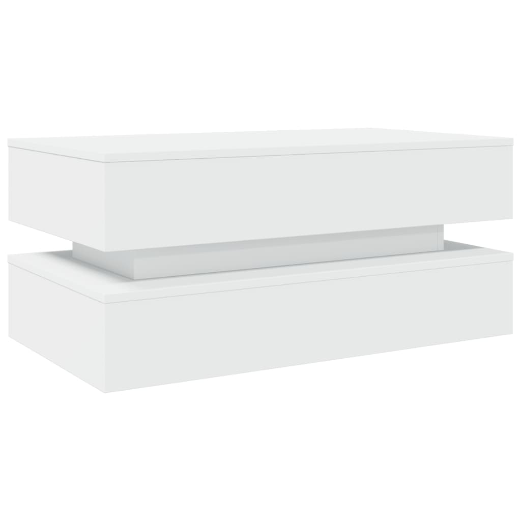 vidaXL Măsuță de cafea cu lumini LED, alb, 90x50x40 cm vidaXL Măsuță de cafea cu lumini LED, alb, 90x50x40 cm