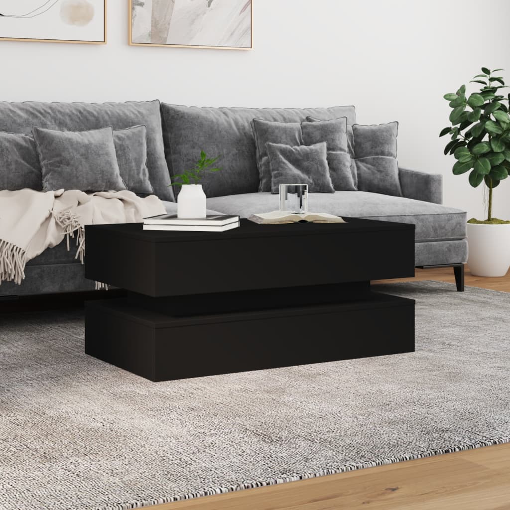 vidaXL Măsuță de cafea cu lumini LED, negru, 90x50x40 cm vidaXL Măsuță de cafea cu lumini LED, negru, 90x50x40 cm