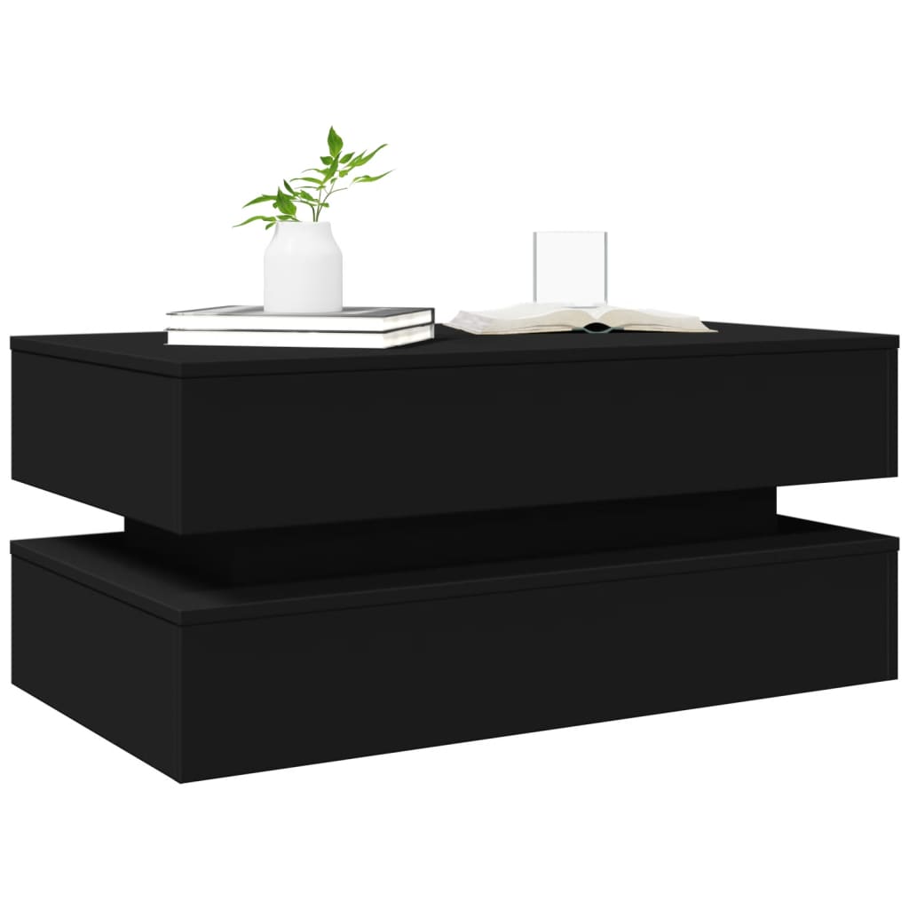 vidaXL Măsuță de cafea cu lumini LED, negru, 90x50x40 cm vidaXL Măsuță de cafea cu lumini LED, negru, 90x50x40 cm