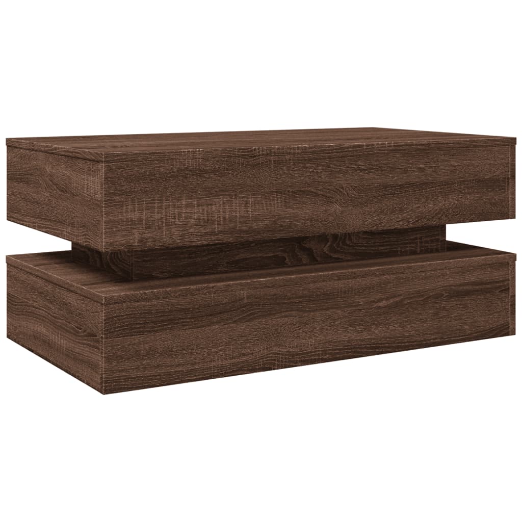 vidaXL Măsuță de cafea cu lumini LED, stejar maro, 90x50x40 cm vidaXL Măsuță de cafea cu lumini LED, stejar maro, 90x50x40 cm