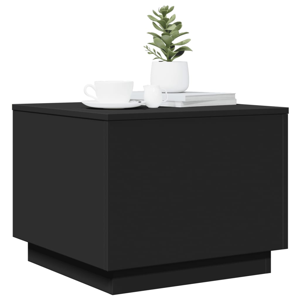 vidaXL Măsuță de cafea cu lumini LED, negru, 50x50x40 cm