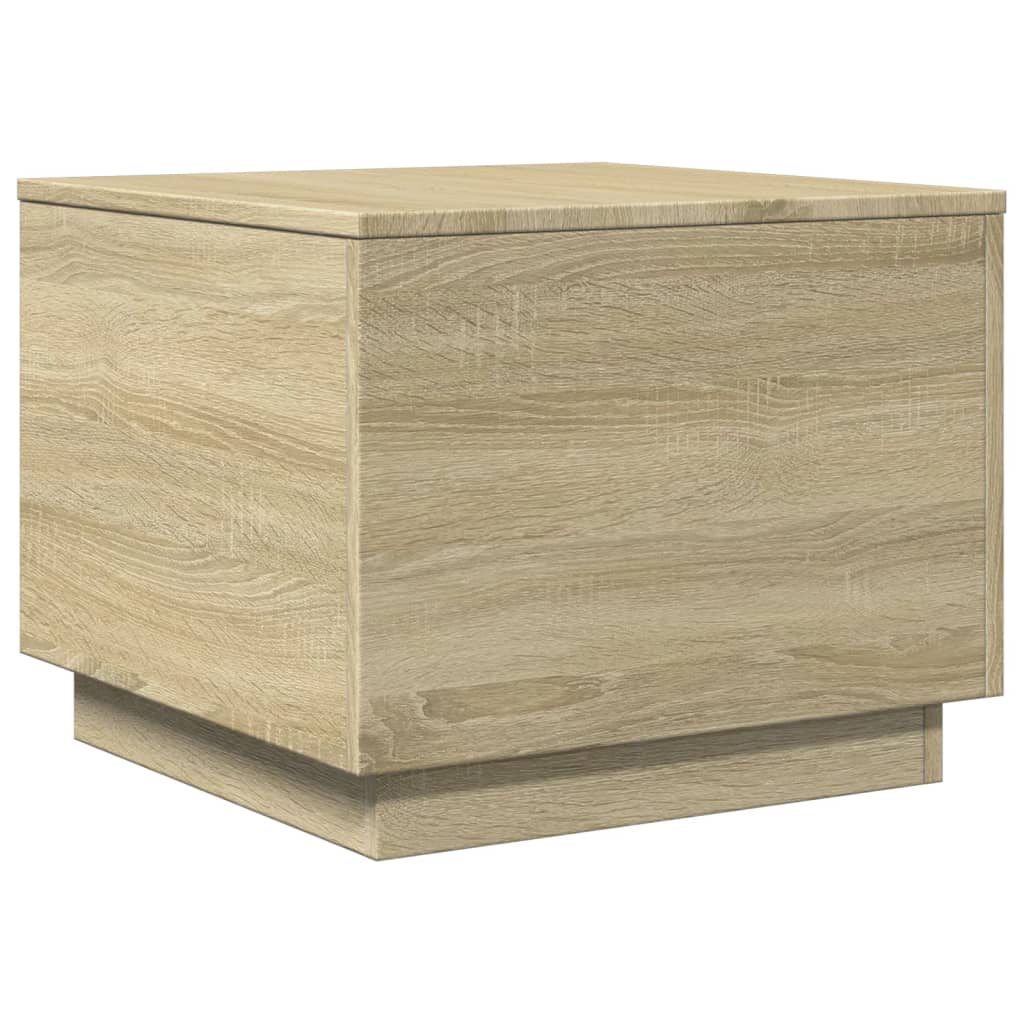 vidaXL Măsuță de cafea cu lumini LED, stejar sonoma, 50x50x40 cm vidaXL Măsuță de cafea cu lumini LED, stejar sonoma, 50x50x40 cm