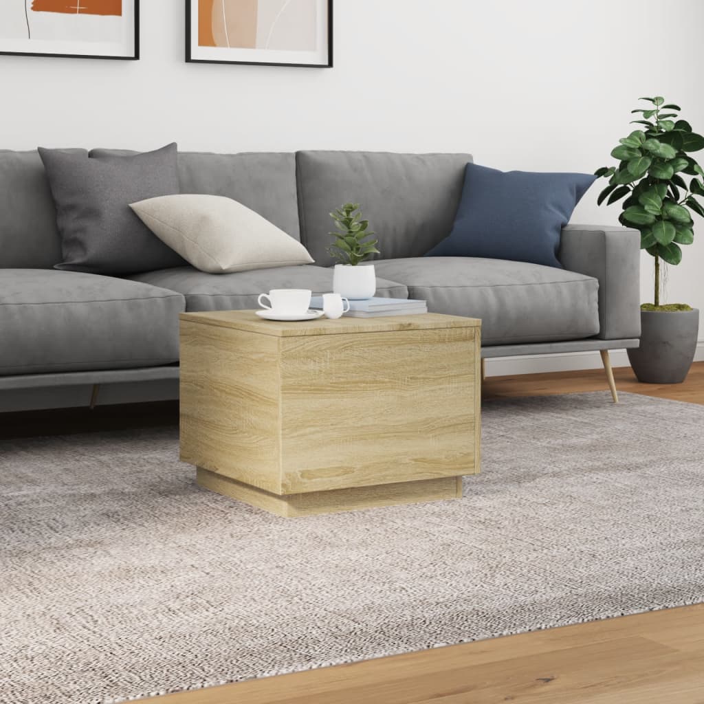 vidaXL Măsuță de cafea cu lumini LED, stejar sonoma, 50x50x40 cm vidaXL Măsuță de cafea cu lumini LED, stejar sonoma, 50x50x40 cm