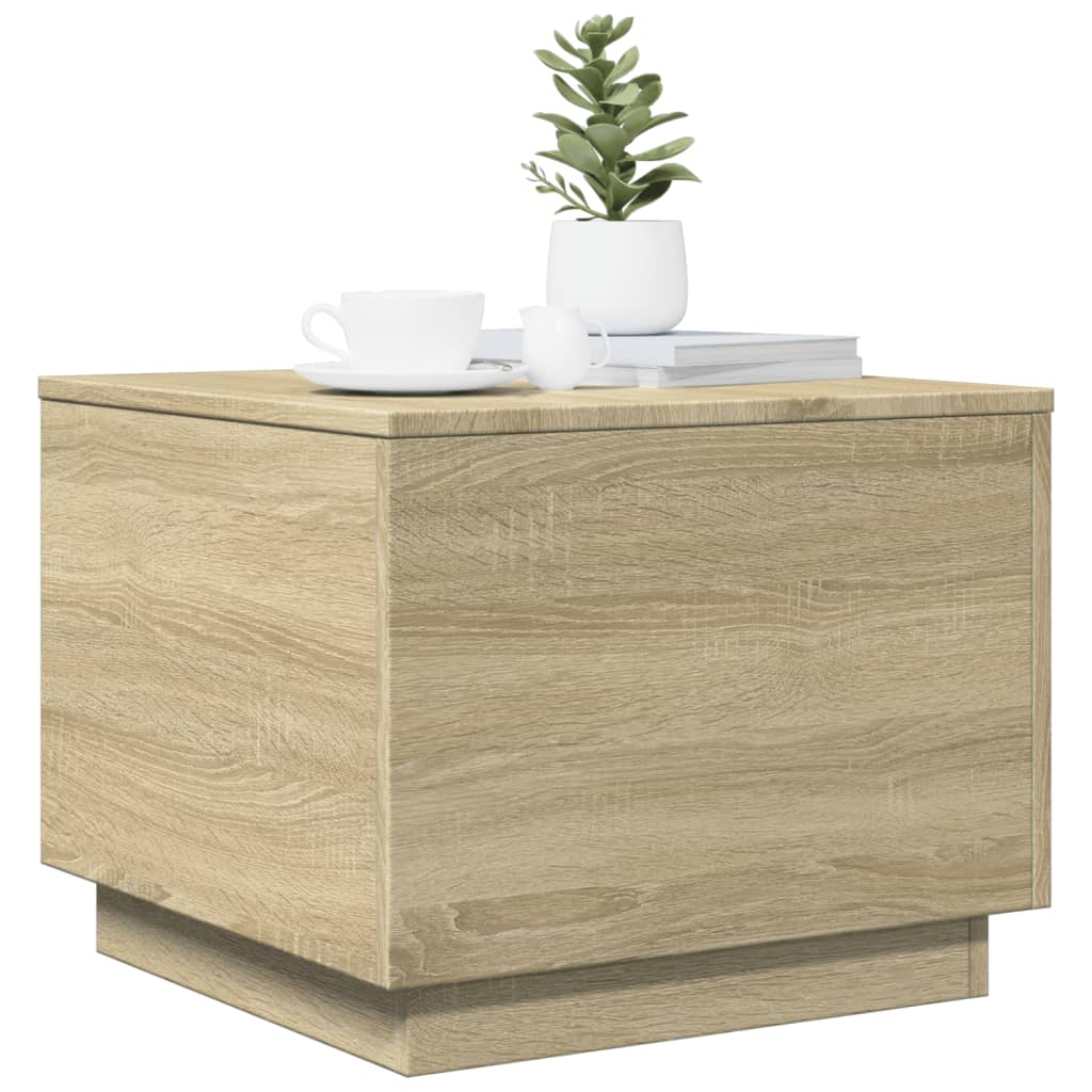 vidaXL Măsuță de cafea cu lumini LED, stejar sonoma, 50x50x40 cm vidaXL Măsuță de cafea cu lumini LED, stejar sonoma, 50x50x40 cm