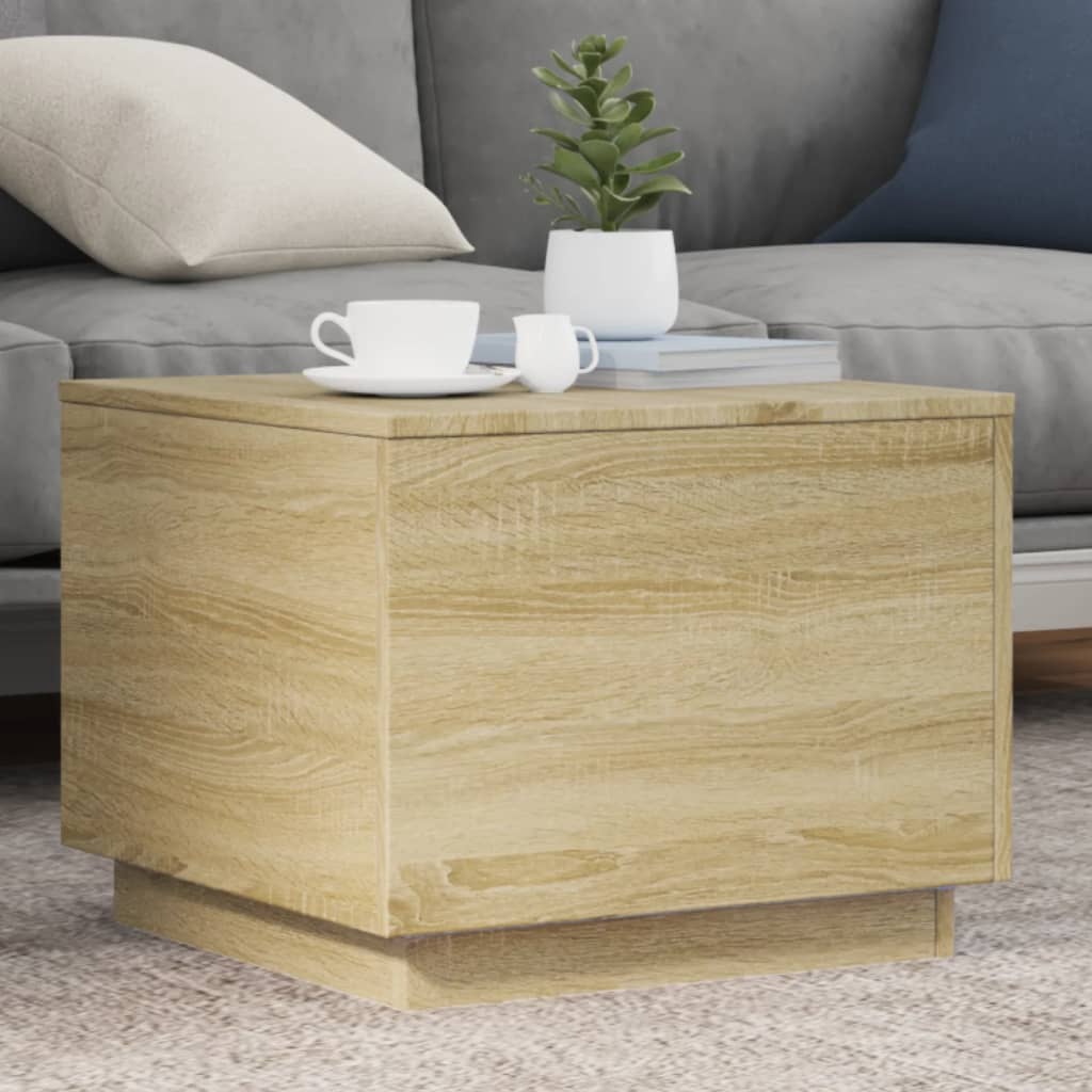 vidaXL Măsuță de cafea cu lumini LED, stejar sonoma, 50x50x40 cm vidaXL Măsuță de cafea cu lumini LED, stejar sonoma, 50x50x40 cm