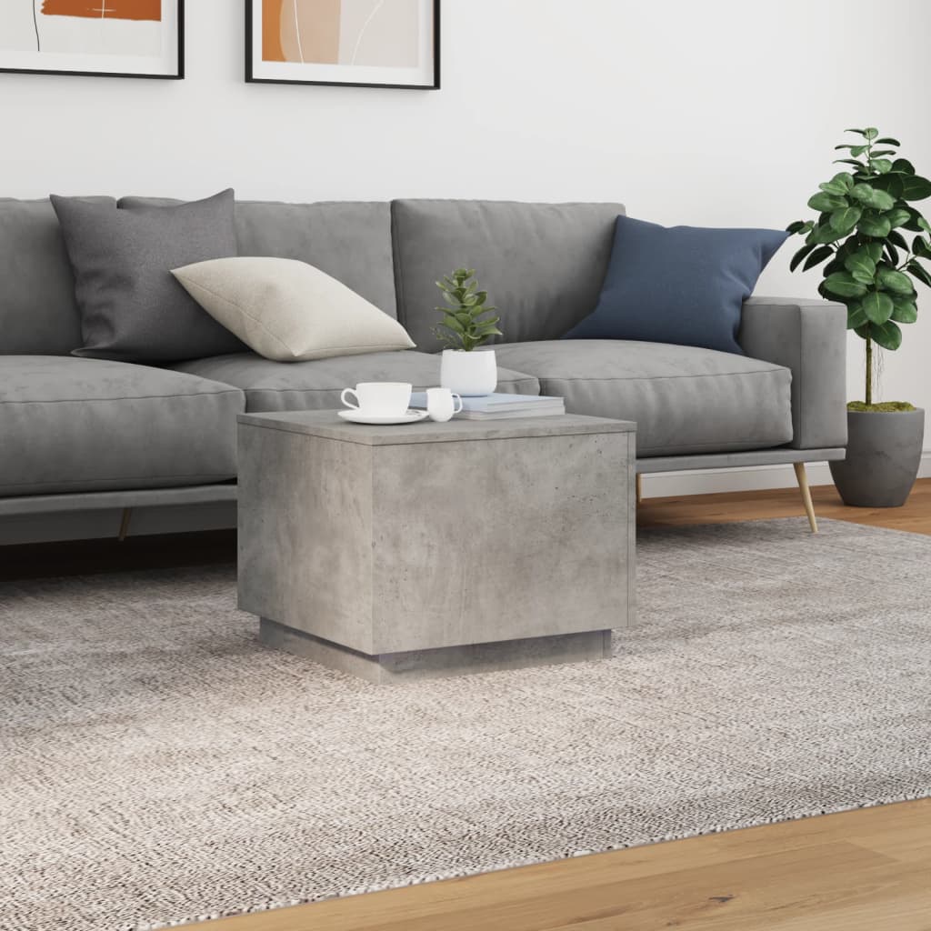 vidaXL Măsuță de cafea cu lumini LED, gri beton, 50x50x40 cm vidaXL Măsuță de cafea cu lumini LED, gri beton, 50x50x40 cm