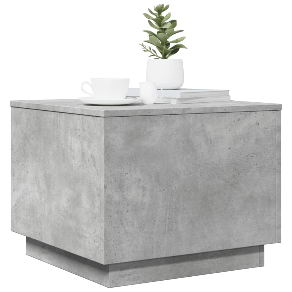 vidaXL Măsuță de cafea cu lumini LED, gri beton, 50x50x40 cm vidaXL Măsuță de cafea cu lumini LED, gri beton, 50x50x40 cm