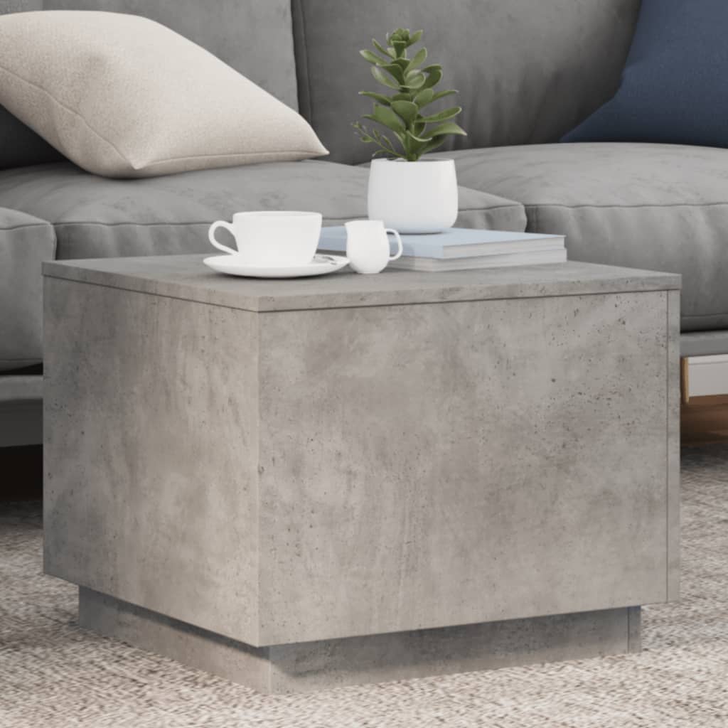 vidaXL Măsuță de cafea cu lumini LED, gri beton, 50x50x40 cm vidaXL Măsuță de cafea cu lumini LED, gri beton, 50x50x40 cm