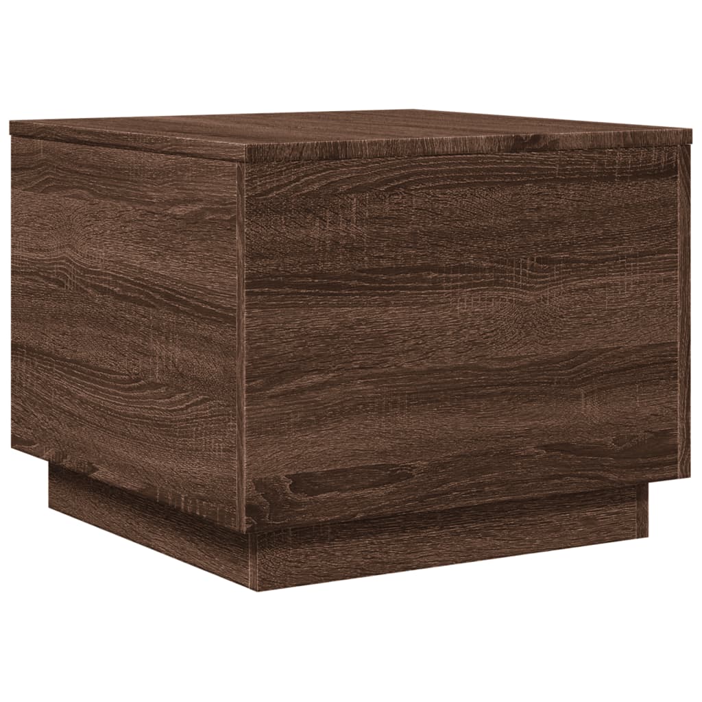 vidaXL Măsuță de cafea cu lumini LED, stejar maro, 50x50x40 cm