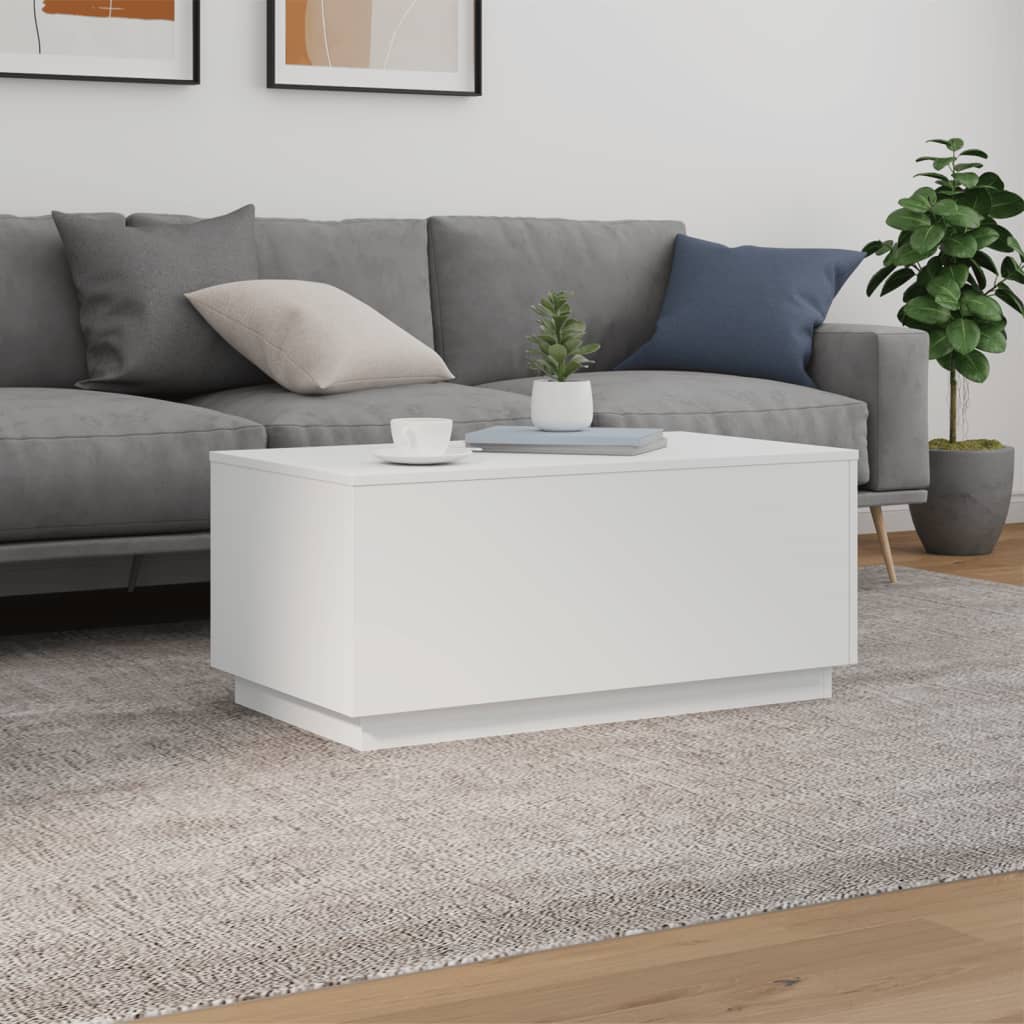 vidaXL Măsuță de cafea cu lumini LED, alb, 90x50x40 cm vidaXL Măsuță de cafea cu lumini LED, alb, 90x50x40 cm