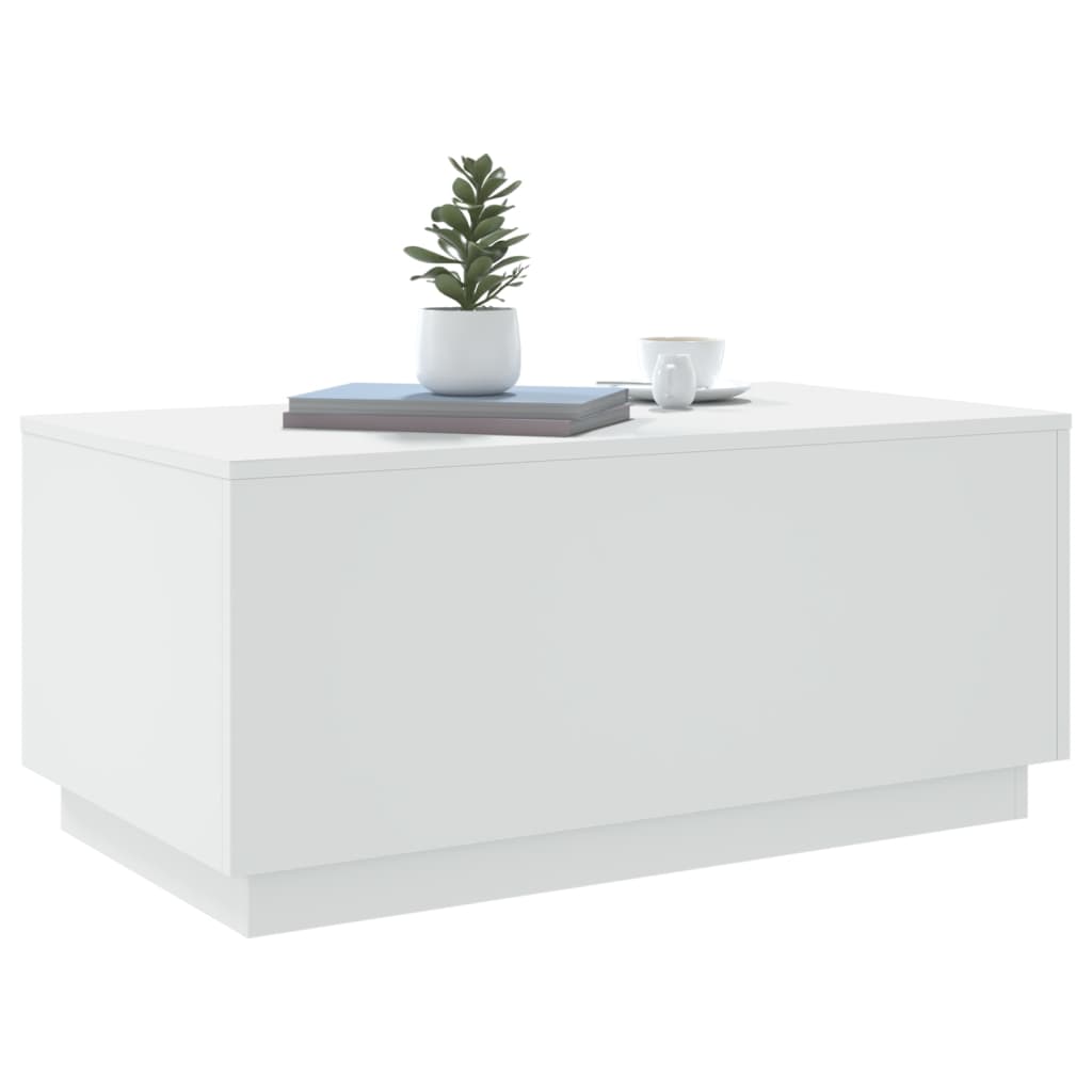 vidaXL Măsuță de cafea cu lumini LED, alb, 90x50x40 cm vidaXL Măsuță de cafea cu lumini LED, alb, 90x50x40 cm