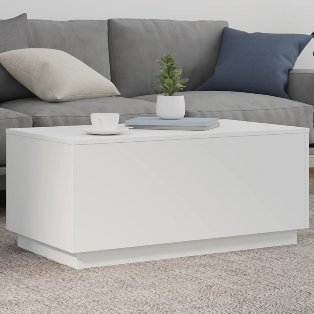 vidaXL Măsuță de cafea cu lumini LED, alb, 90x50x40 cm vidaXL Măsuță de cafea cu lumini LED, alb, 90x50x40 cm
