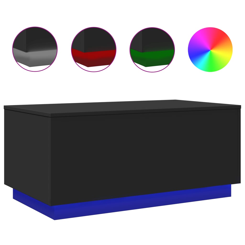 vidaXL Măsuță de cafea cu lumini LED, negru, 90x50x40 cm vidaXL Măsuță de cafea cu lumini LED, negru, 90x50x40 cm