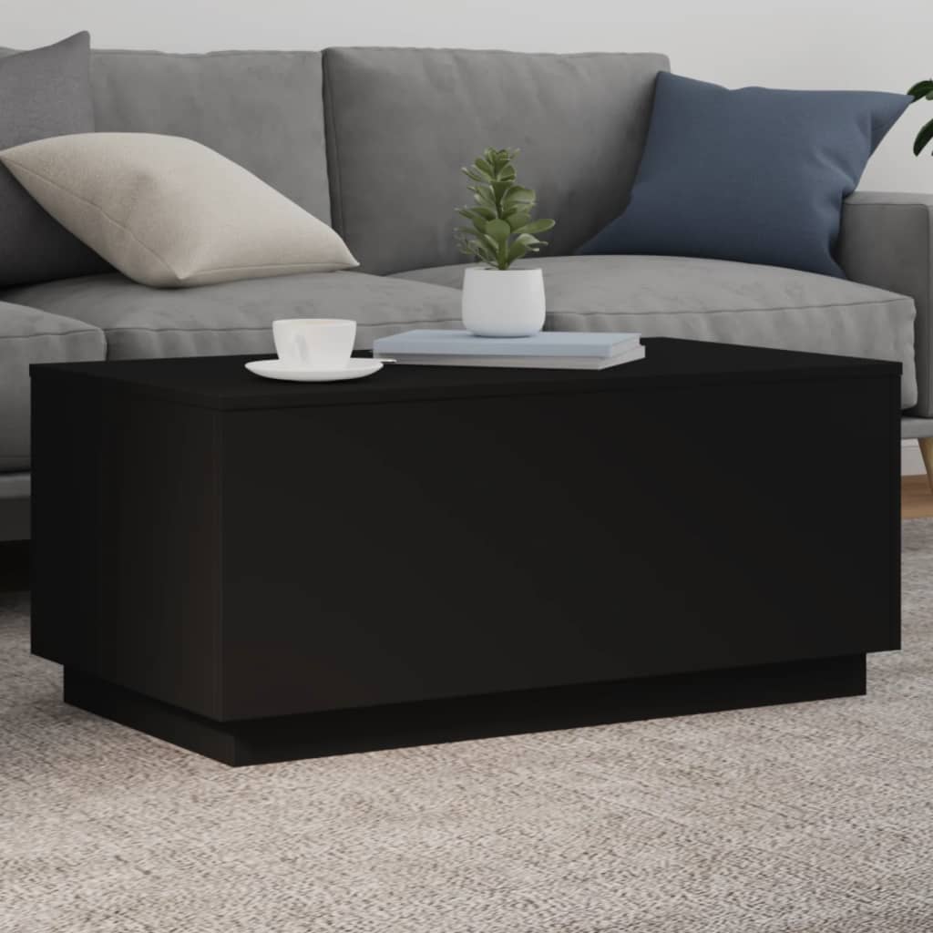 vidaXL Măsuță de cafea cu lumini LED, negru, 90x50x40 cm vidaXL Măsuță de cafea cu lumini LED, negru, 90x50x40 cm
