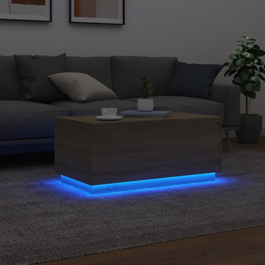 vidaXL Măsuță de cafea cu lumini LED, stejar sonoma, 90x50x40 cm vidaXL Măsuță de cafea cu lumini LED, stejar sonoma, 90x50x40 cm