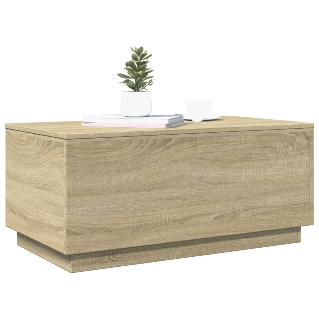 vidaXL Măsuță de cafea cu lumini LED, stejar sonoma, 90x50x40 cm vidaXL Măsuță de cafea cu lumini LED, stejar sonoma, 90x50x40 cm