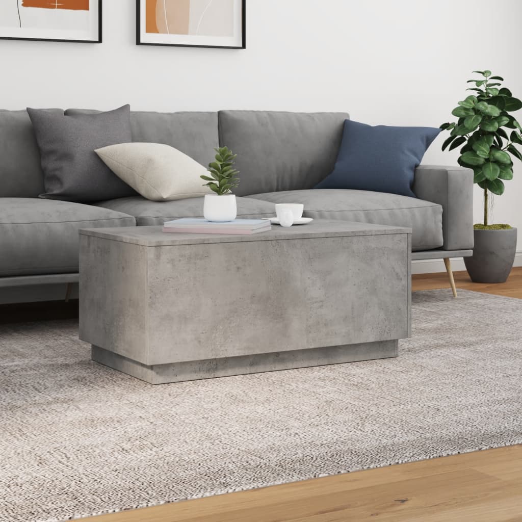 vidaXL Măsuță de cafea cu lumini LED, gri beton, 90x50x40 cm vidaXL Măsuță de cafea cu lumini LED, gri beton, 90x50x40 cm