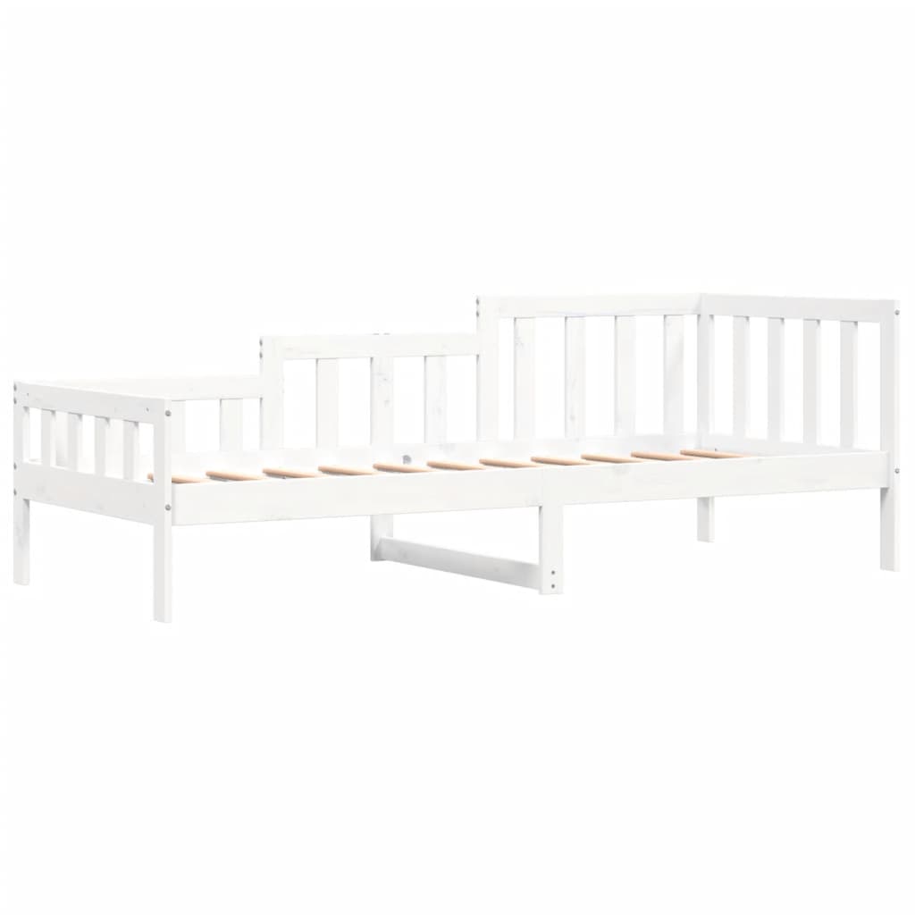 vidaXL Pat de zi fără saltea, alb, 80x200 cm, lemn masiv pin