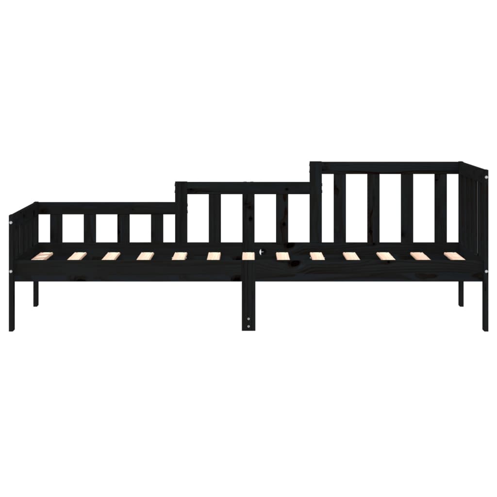 vidaXL Pat de zi, negru, 90x190 cm, lemn masiv de pin