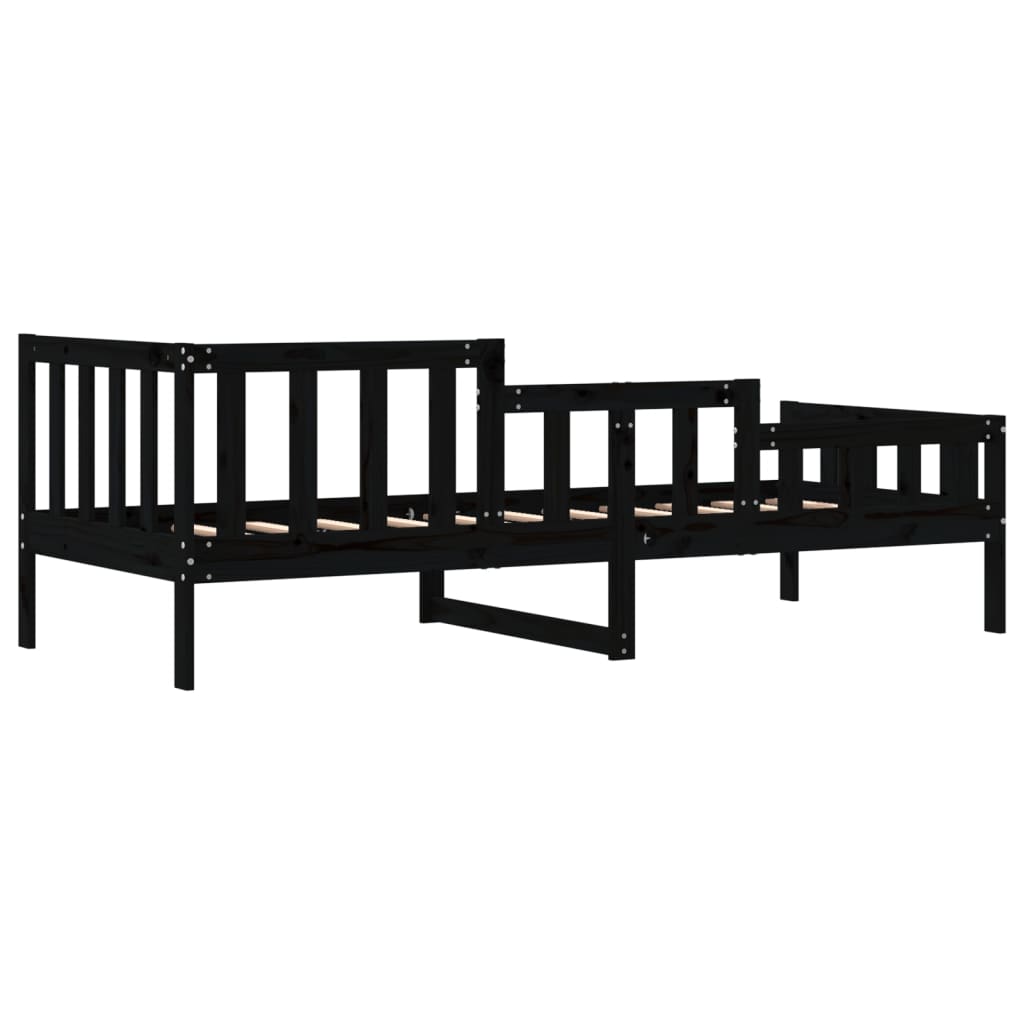 vidaXL Pat de zi, negru, 90x190 cm, lemn masiv de pin