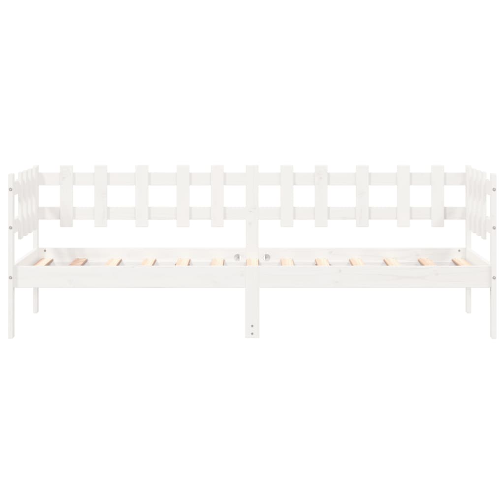 vidaXL Pat de zi fără saltea, alb, 80x200 cm, lemn masiv pin