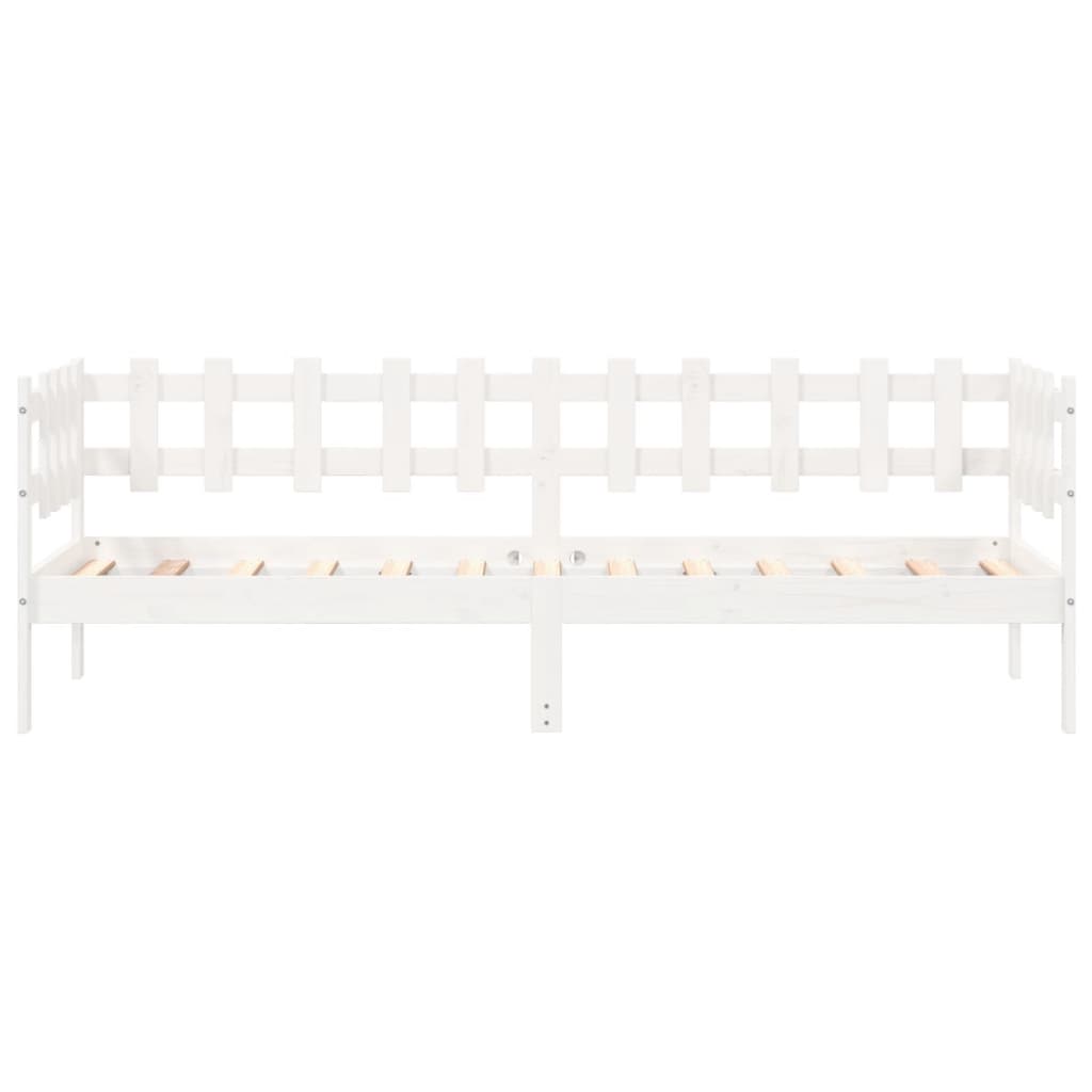 vidaXL Pat de zi fără saltea, alb, 90x200 cm, lemn masiv pin