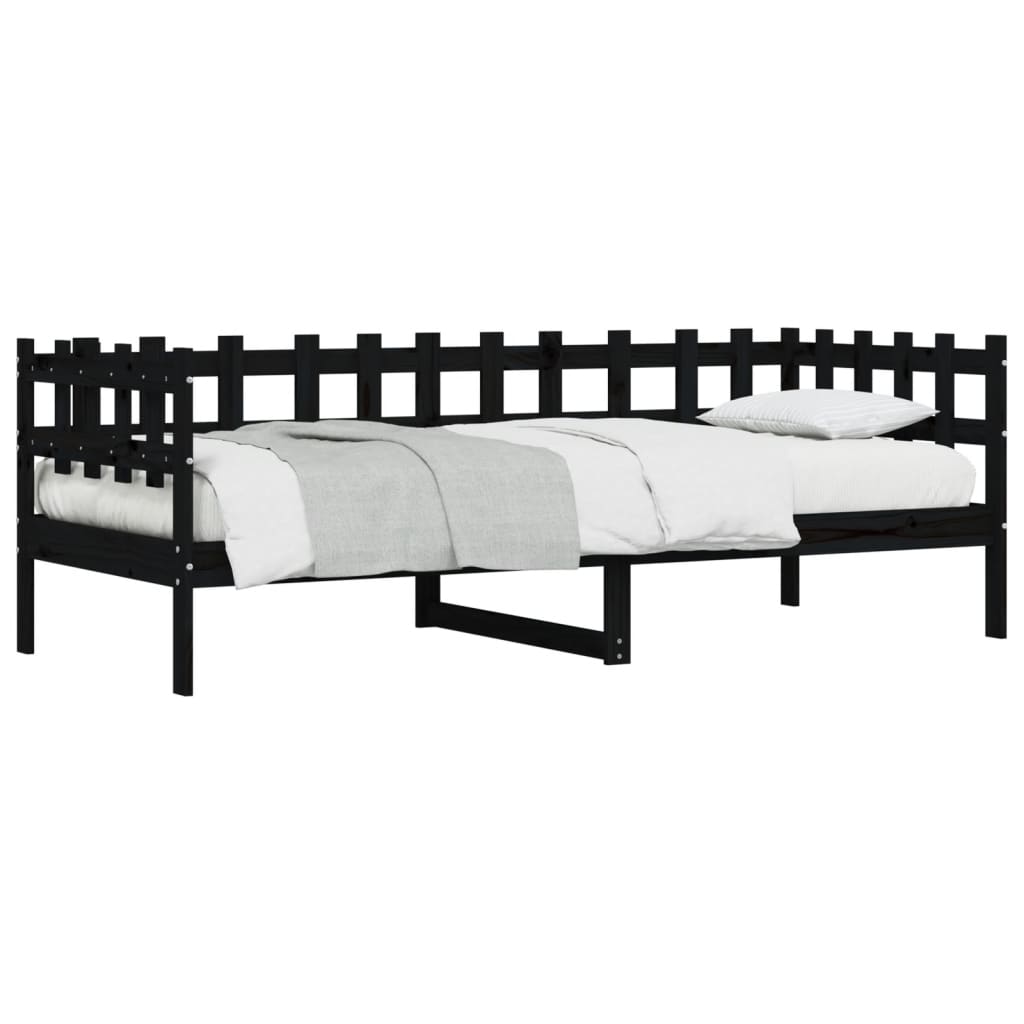vidaXL Pat de zi, negru, 90x200 cm, lemn masiv de pin vidaXL Pat de zi, negru, 90x200 cm, lemn masiv de pin